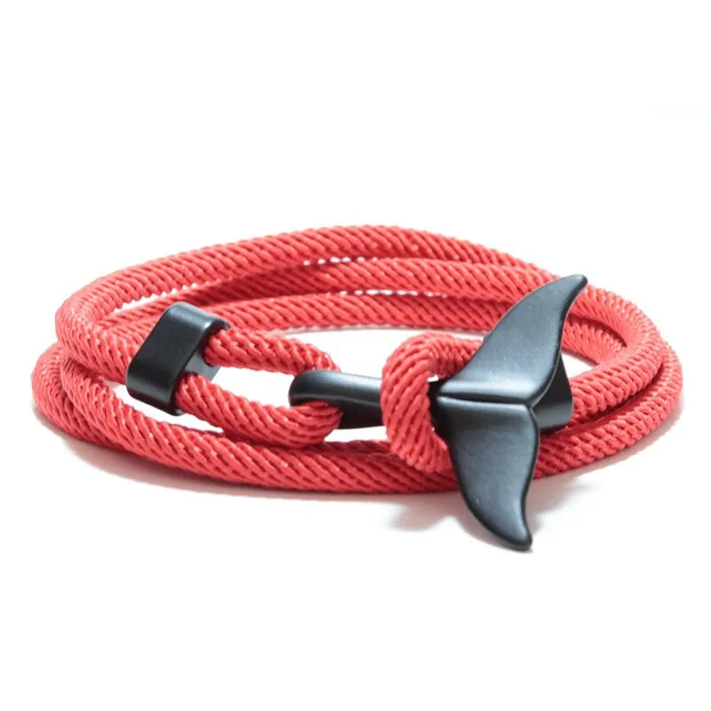 Hand Braided Whale Tail Adjustable Bracelet Rope