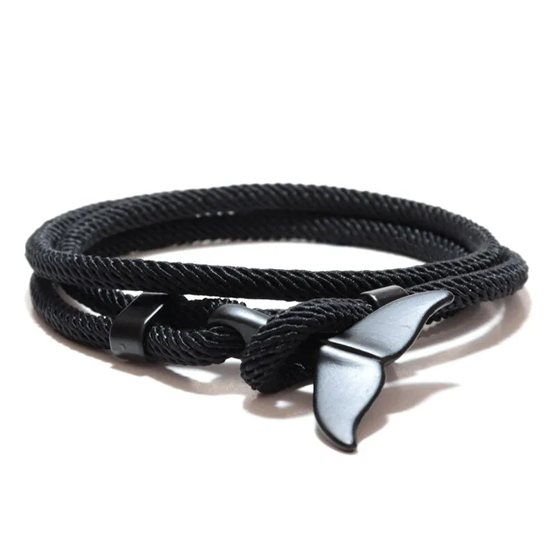 Hand Braided Whale Tail Adjustable Bracelet Rope