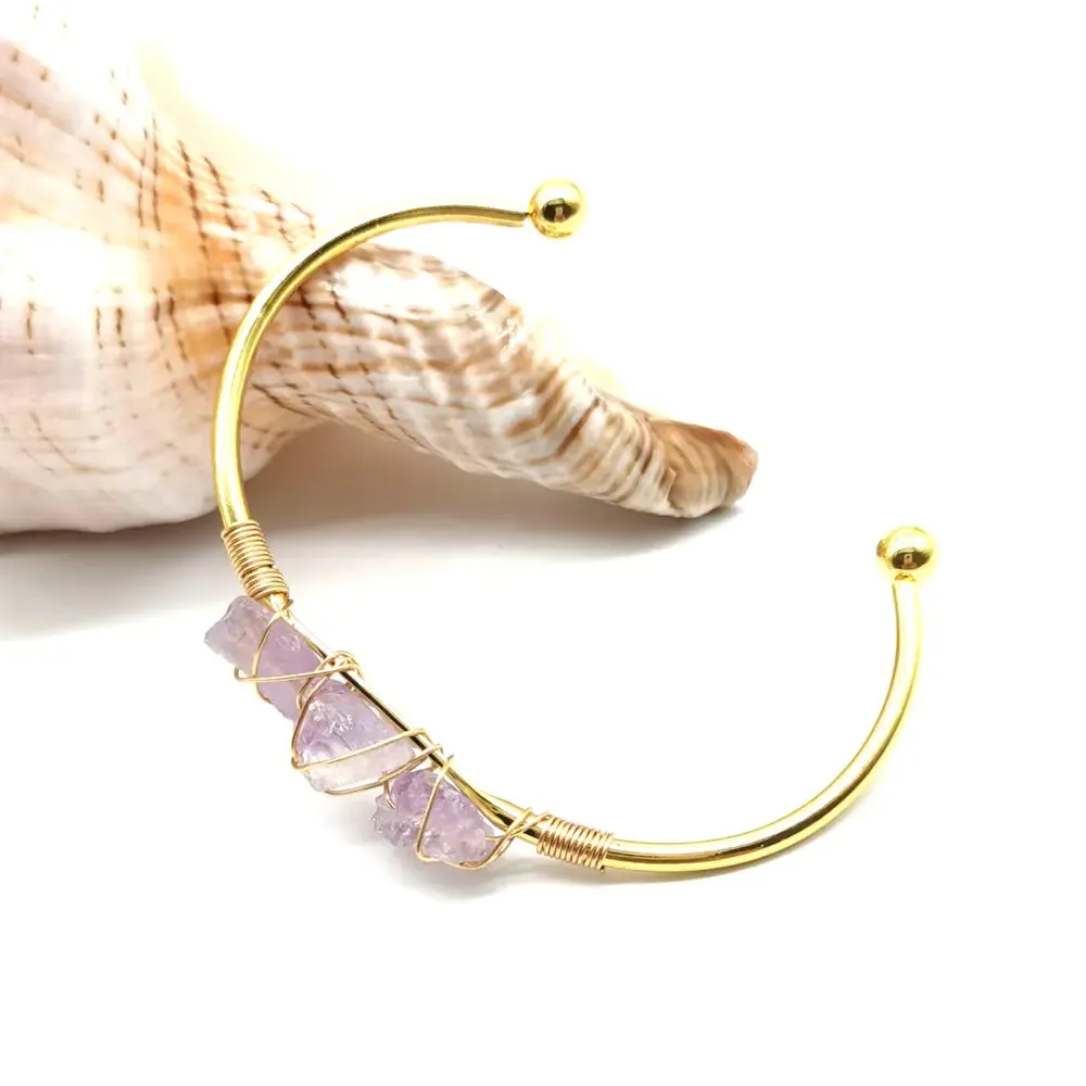 Handmade Braided Bracelets with Natural Gemstone Crystals