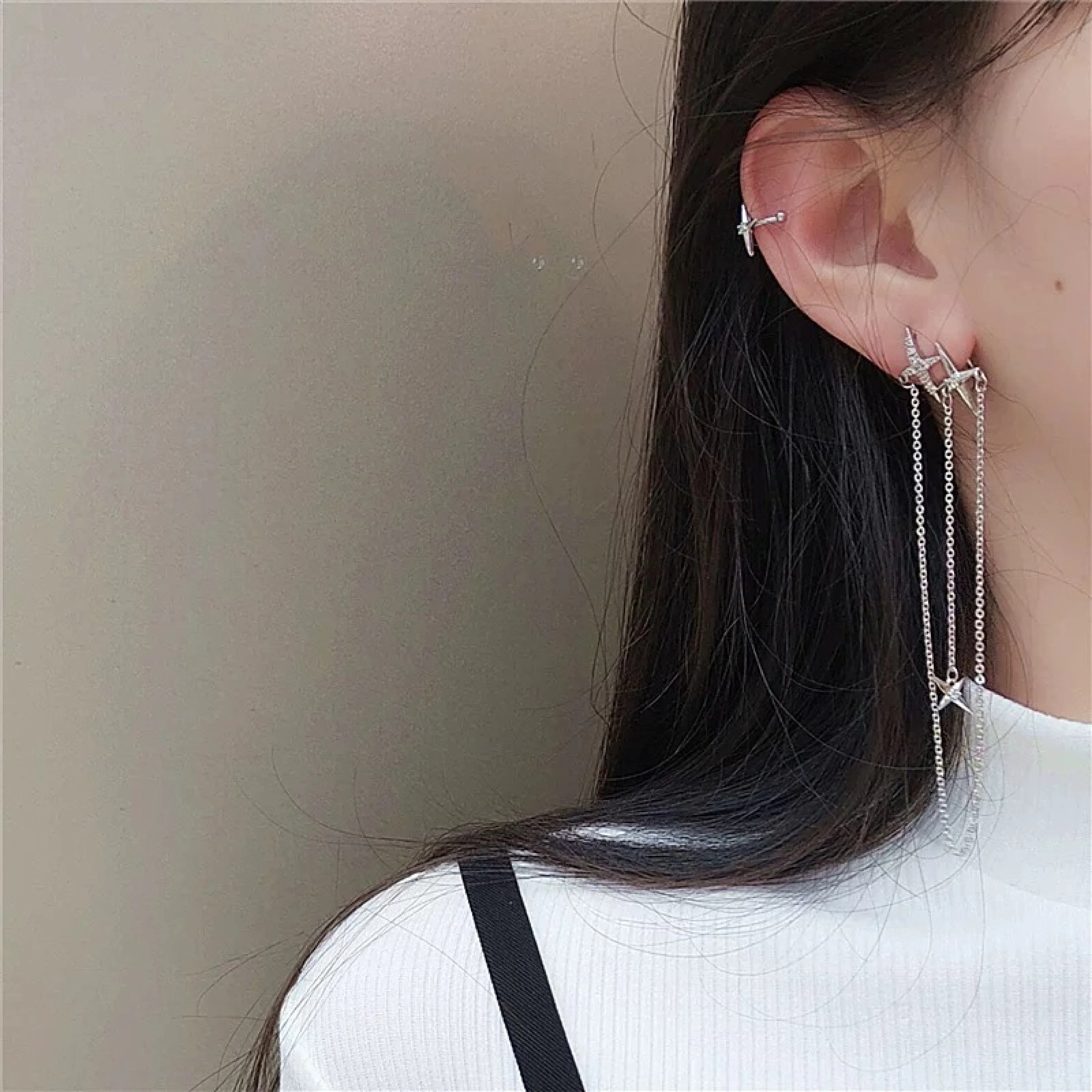 Harajuku Punk North Star Dangle No Piercing Cuff Earring