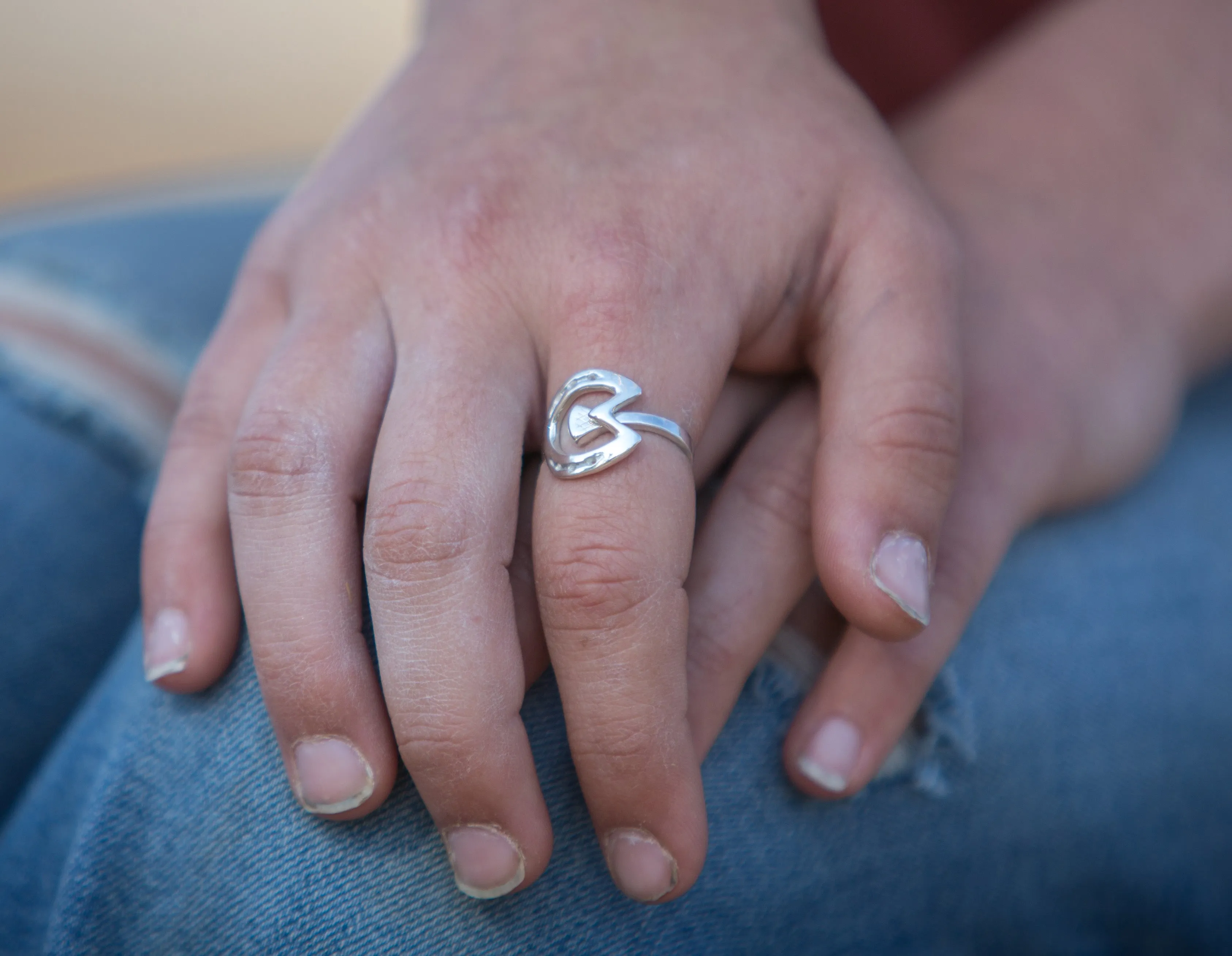Heart Bar & Nail Ring, Sterling Silver
