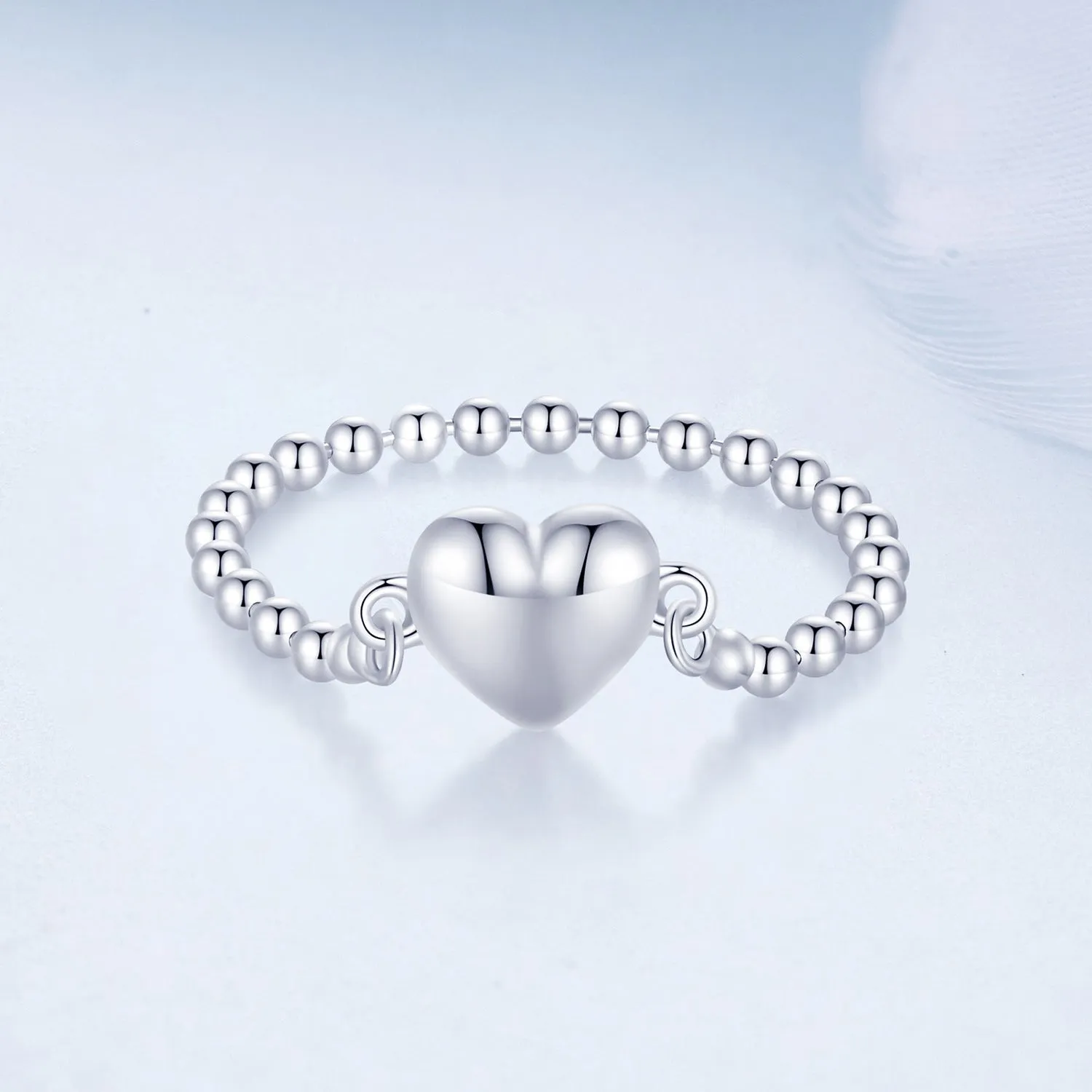 Heart Bead Chain Ring