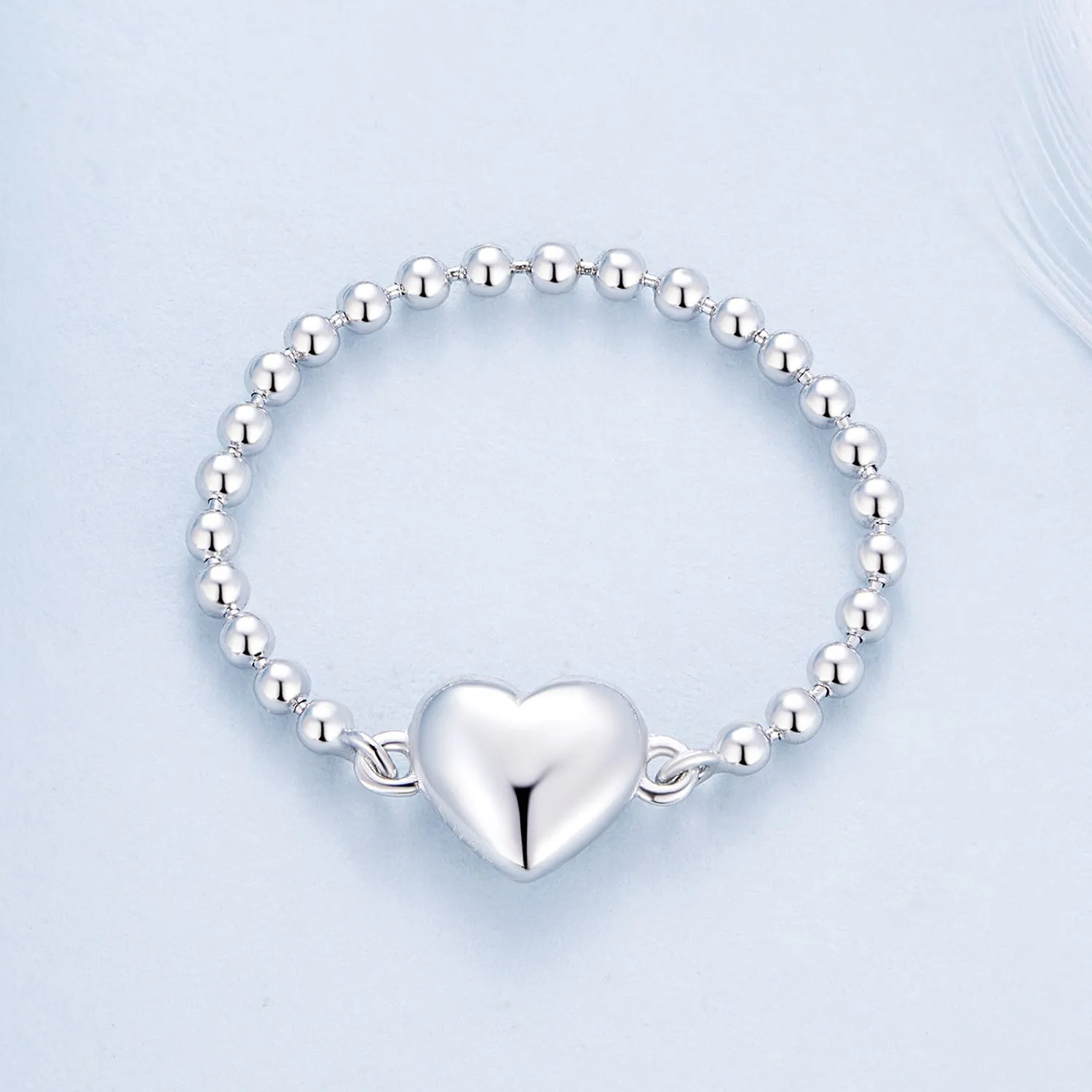Heart Bead Chain Ring