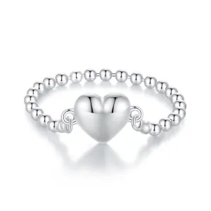 Heart Bead Chain Ring