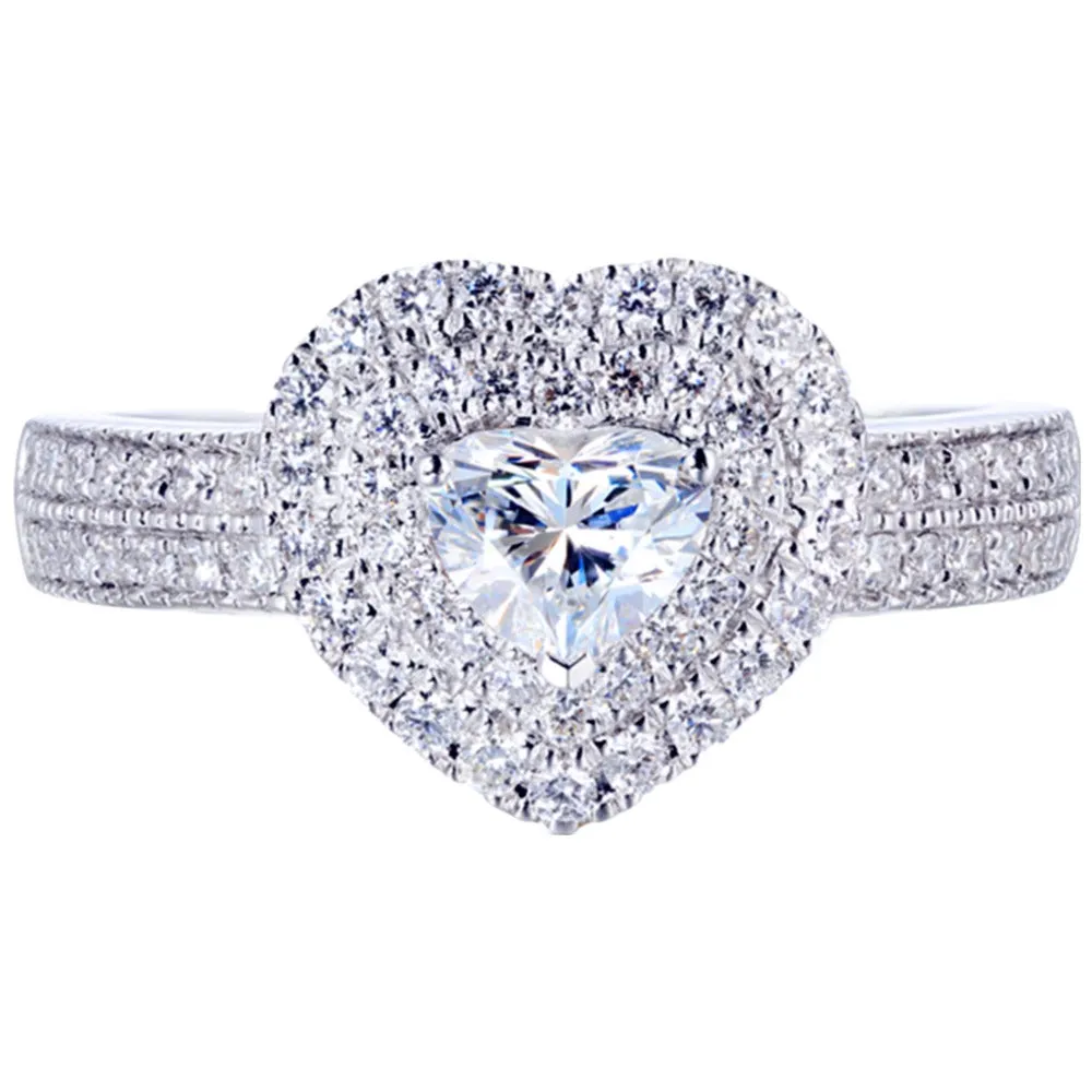 Heart Cut Lab-Grown Diamond Double Halo Engagement Ring