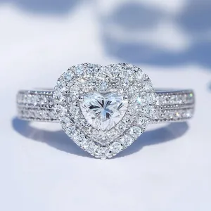 Heart Cut Lab-Grown Diamond Double Halo Engagement Ring