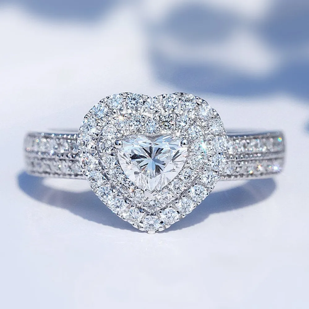 Heart Cut Lab-Grown Diamond Double Halo Engagement Ring