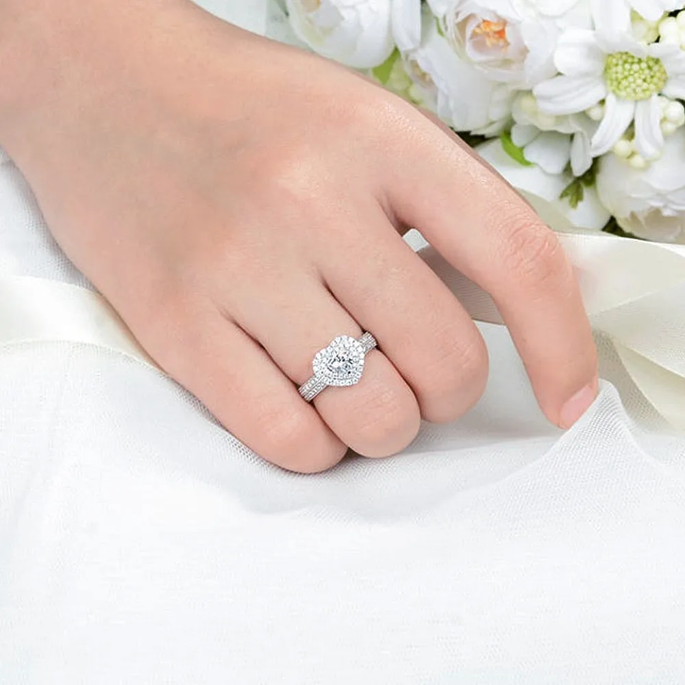 Heart Cut Lab-Grown Diamond Double Halo Engagement Ring
