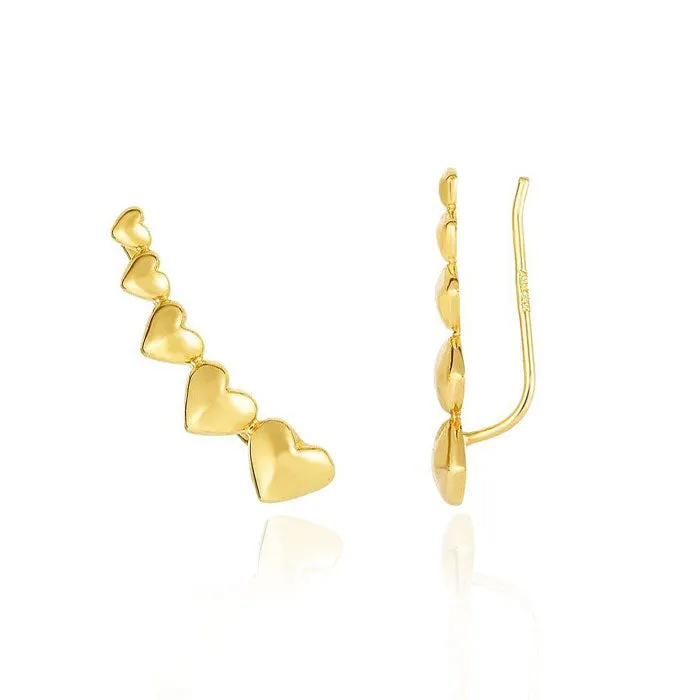 Heart Ear Climber Earrings