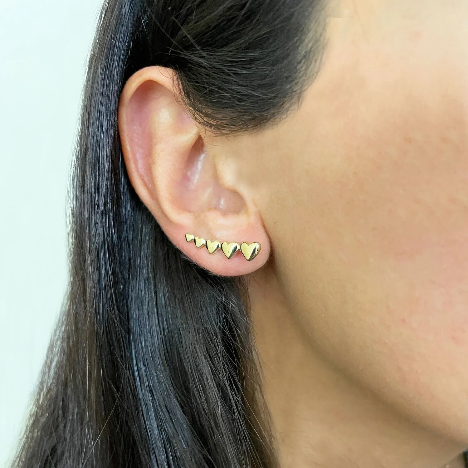 Heart Ear Climber Earrings