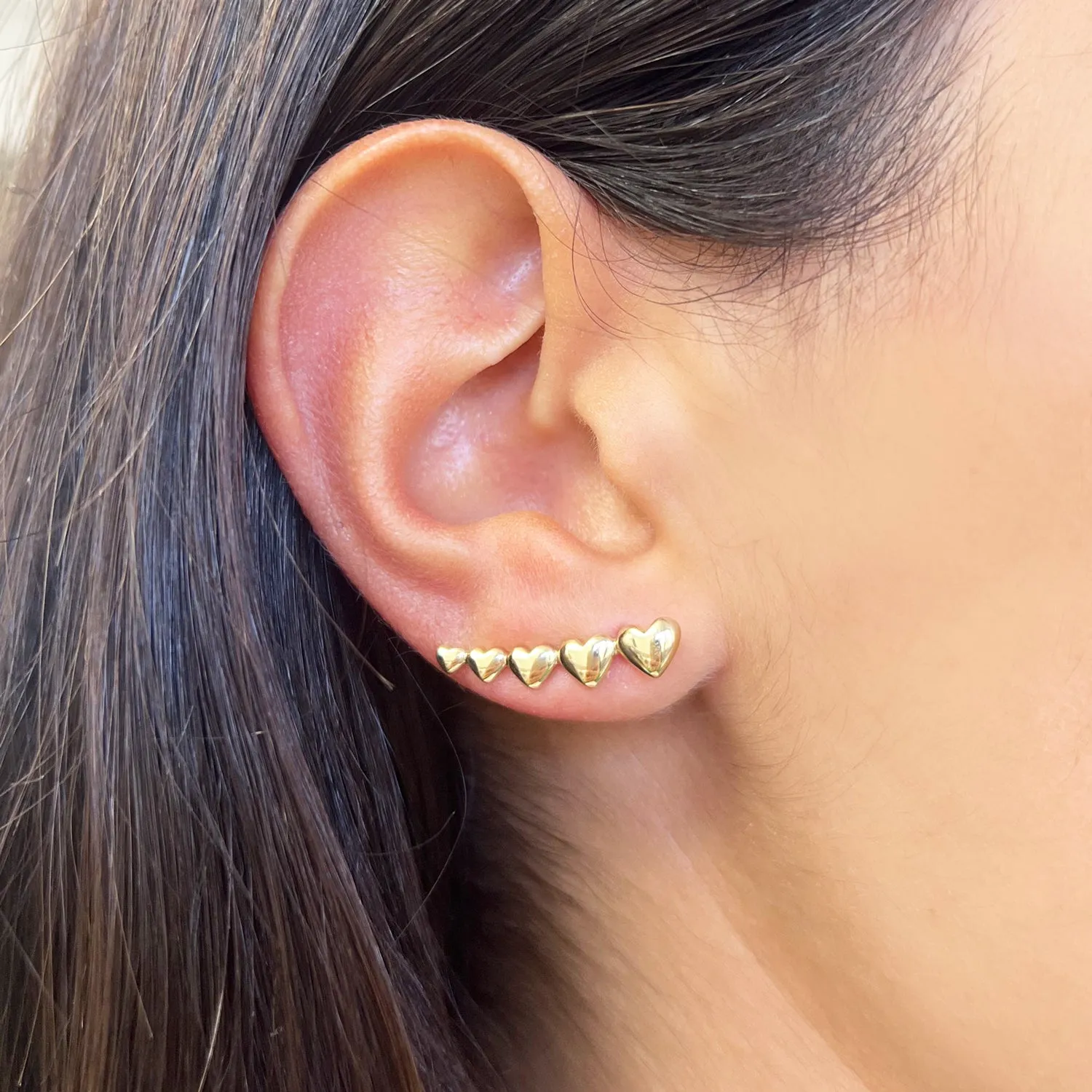 Heart Ear Climber Earrings