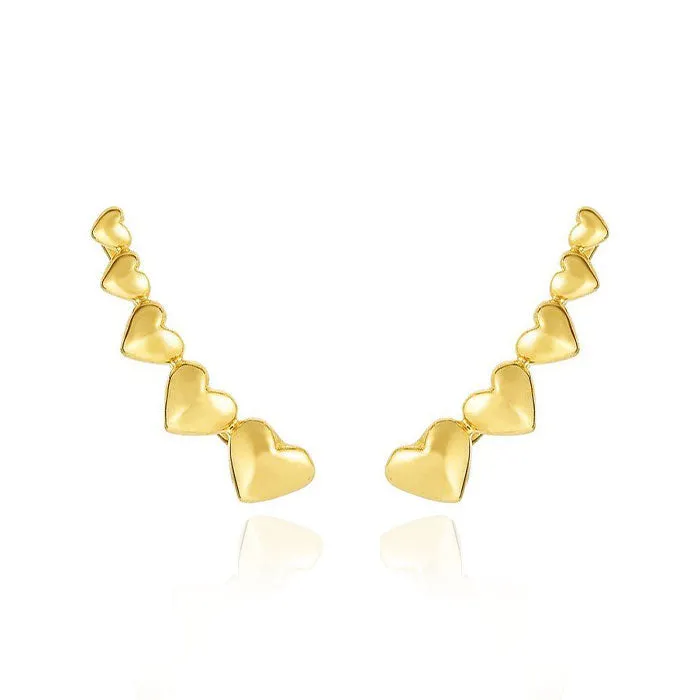 Heart Ear Climber Earrings