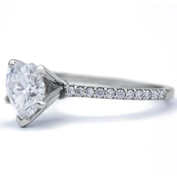 Heart Moissanite 5 Prongs Diamond Accent Ice Solitaire Ring