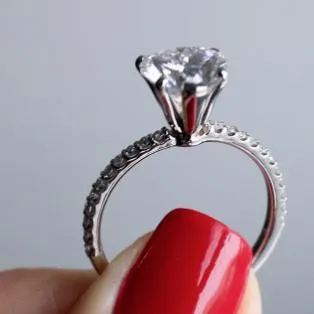Heart Moissanite 5 Prongs Diamond Accent Ice Solitaire Ring