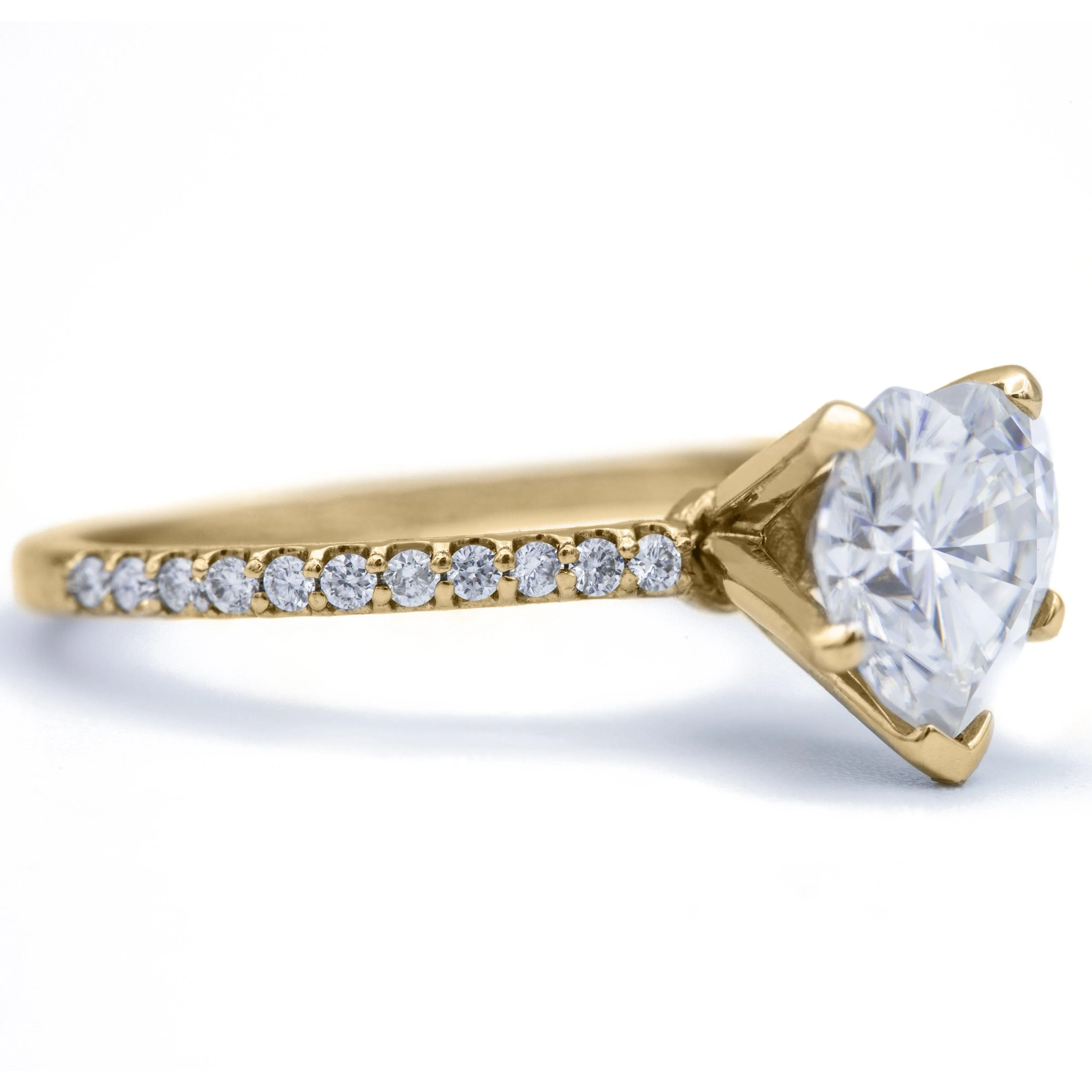 Heart Moissanite 5 Prongs Diamond Accent Ice Solitaire Ring