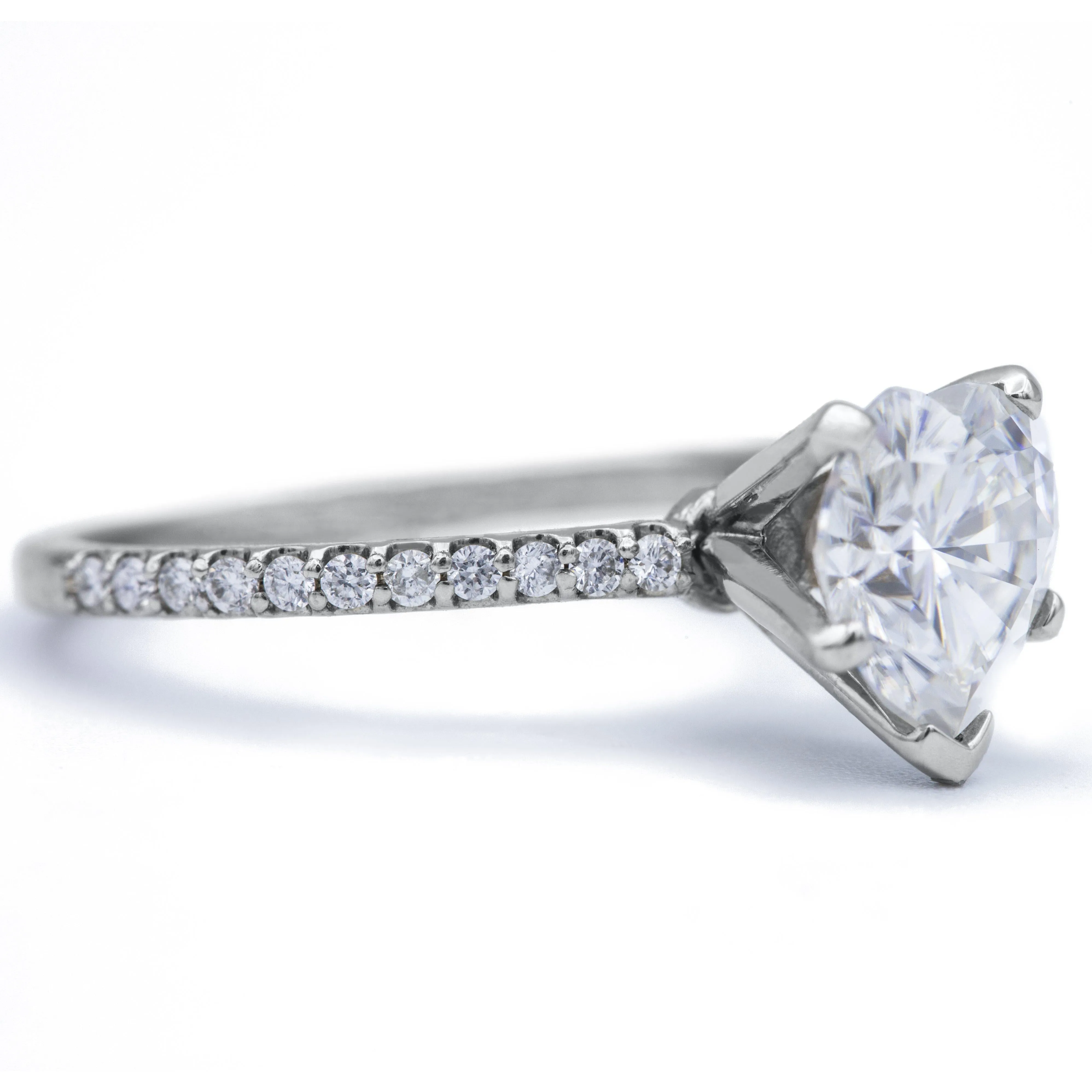 Heart Moissanite 5 Prongs Diamond Accent Ice Solitaire Ring