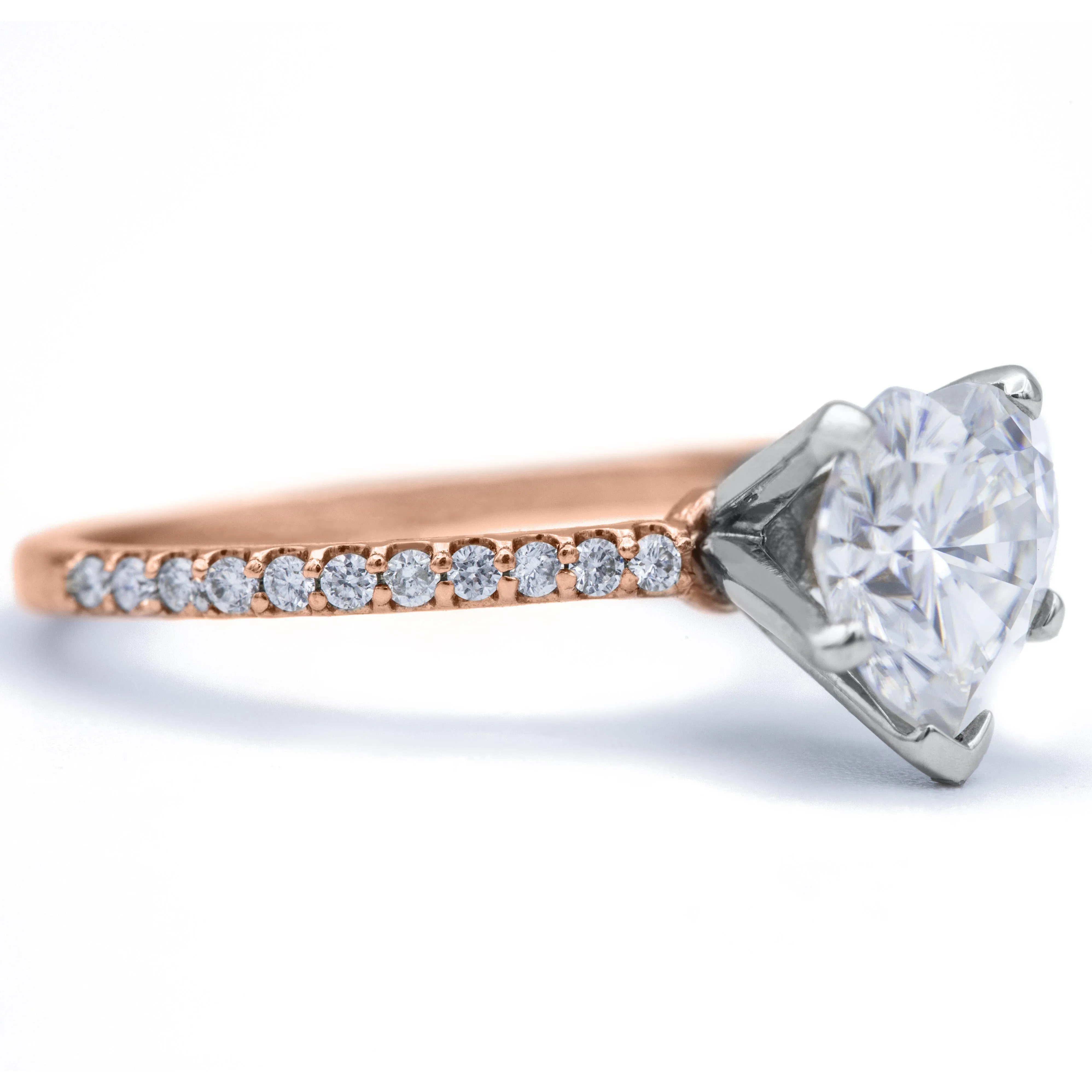 Heart Moissanite 5 Prongs Diamond Accent Ice Solitaire Ring