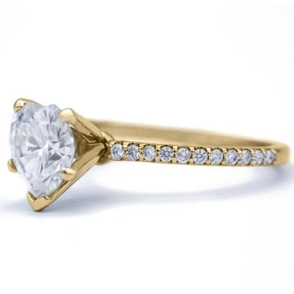 Heart Moissanite 5 Prongs Diamond Accent Ice Solitaire Ring