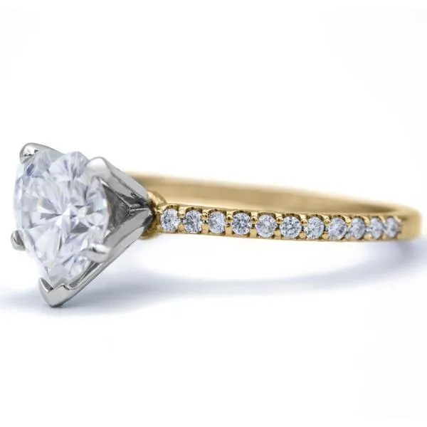 Heart Moissanite 5 Prongs Diamond Accent Ice Solitaire Ring