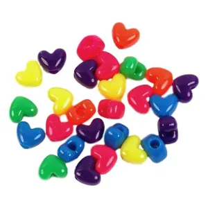Heart Pony Beads - Neon Colors (1/2 lb)