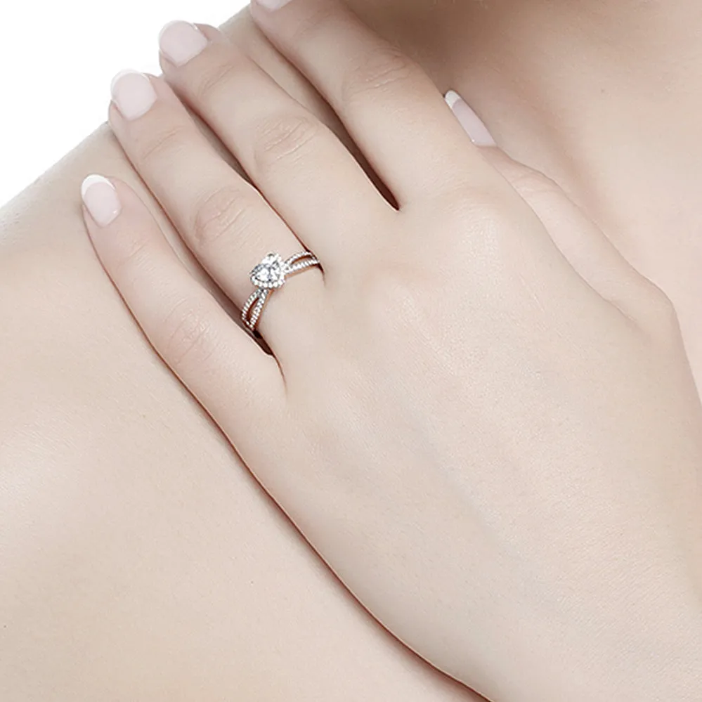 Heart Shape Lab-Grown Diamond Halo Engagement Ring