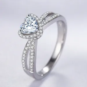 Heart Shape Lab-Grown Diamond Halo Engagement Ring