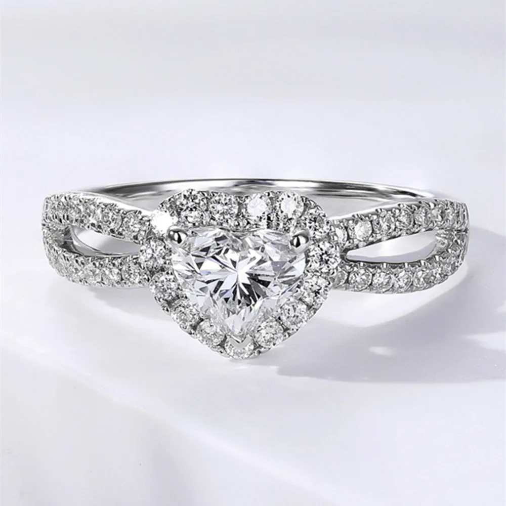Heart Shape Lab-Grown Diamond Halo Engagement Ring