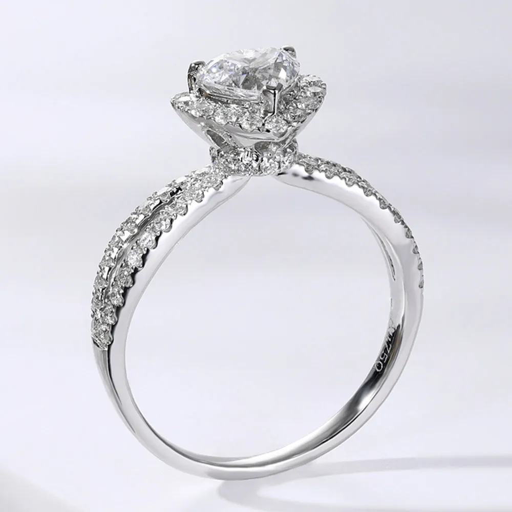 Heart Shape Lab-Grown Diamond Halo Engagement Ring