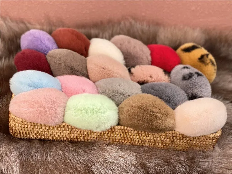 Heart Shaped Faux Mink Key Ring