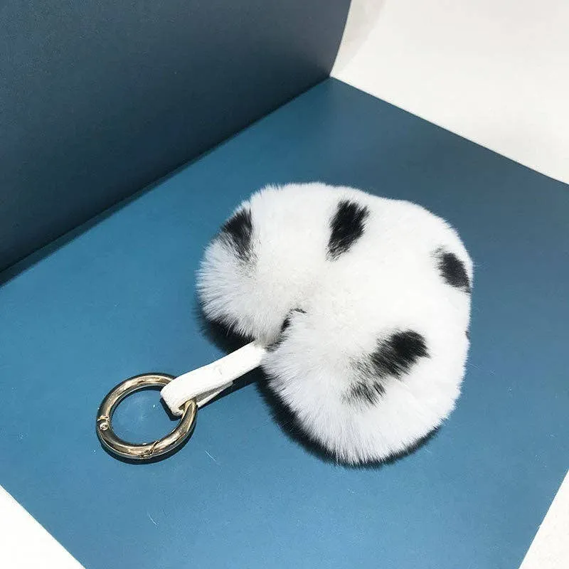 Heart Shaped Faux Mink Key Ring