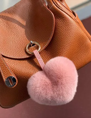 Heart Shaped Faux Mink Key Ring