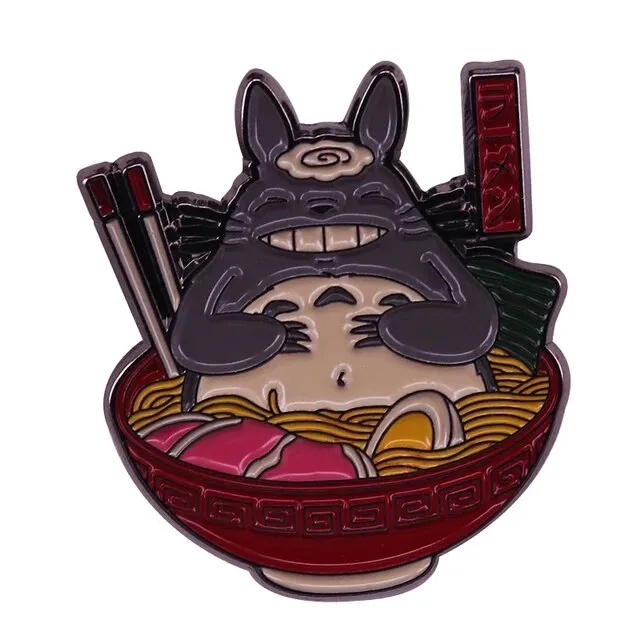 High Quality Funny Ramen Bowl Brooches Cute Animal Food Noodles Enamel Pins Foodies Jewelry Gifts Lapel Pins Fashion Accessories