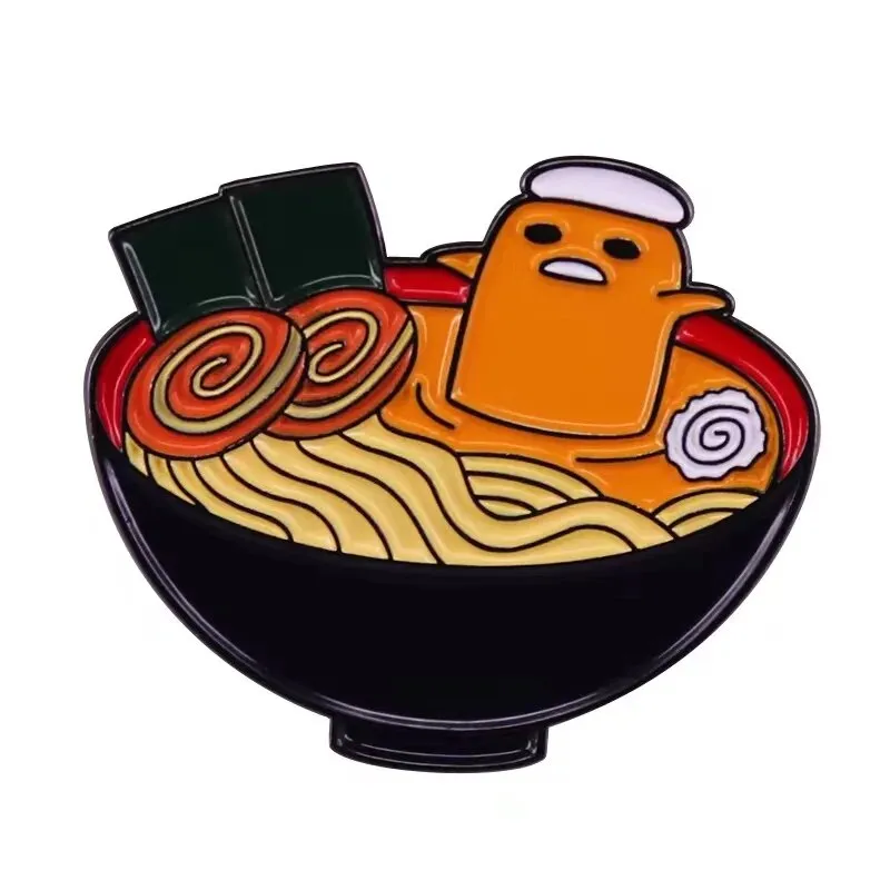 High Quality Funny Ramen Bowl Brooches Cute Animal Food Noodles Enamel Pins Foodies Jewelry Gifts Lapel Pins Fashion Accessories