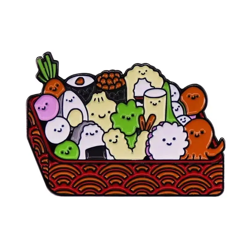High Quality Funny Ramen Bowl Brooches Cute Animal Food Noodles Enamel Pins Foodies Jewelry Gifts Lapel Pins Fashion Accessories