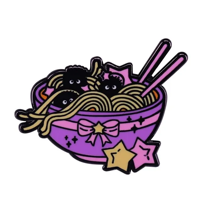 High Quality Funny Ramen Bowl Brooches Cute Animal Food Noodles Enamel Pins Foodies Jewelry Gifts Lapel Pins Fashion Accessories