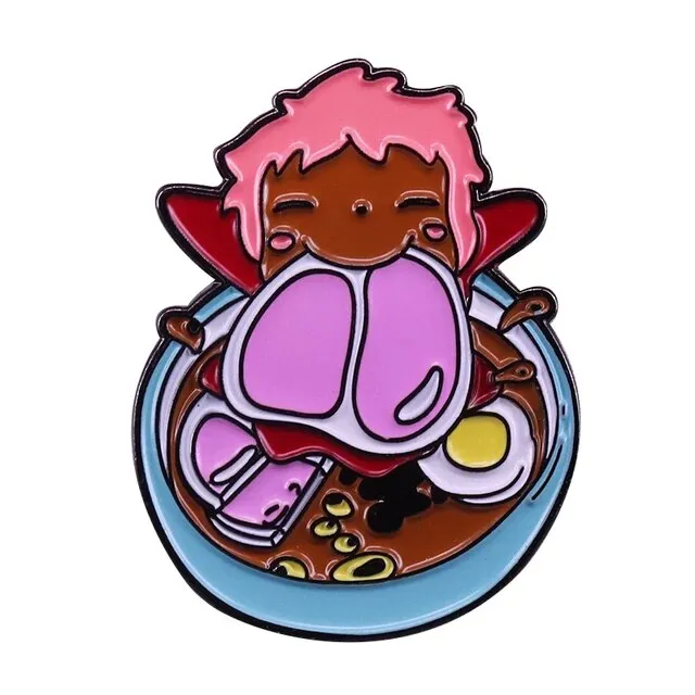 High Quality Funny Ramen Bowl Brooches Cute Animal Food Noodles Enamel Pins Foodies Jewelry Gifts Lapel Pins Fashion Accessories