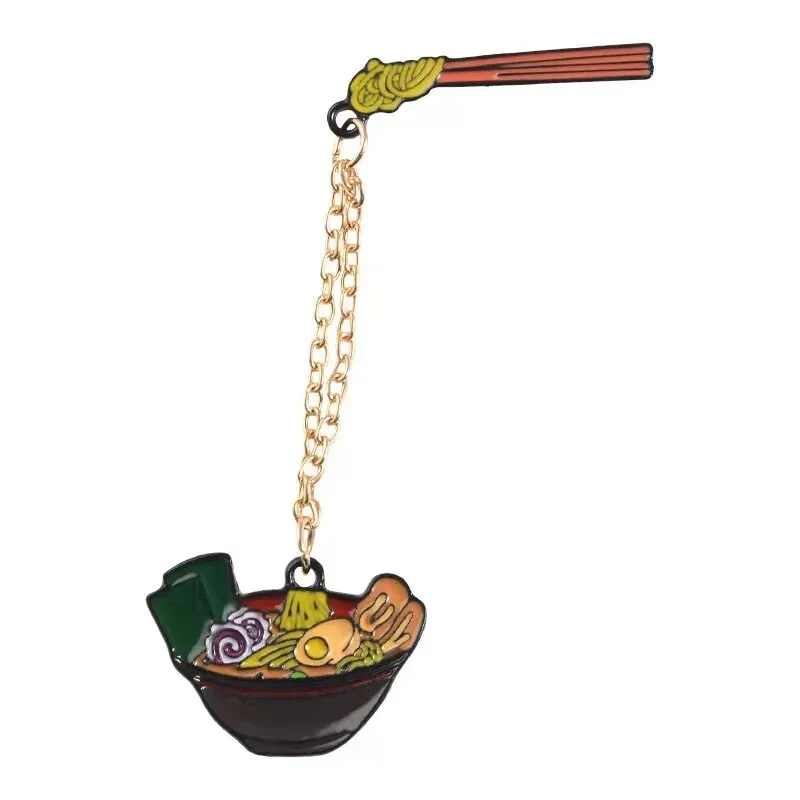 High Quality Funny Ramen Bowl Brooches Cute Animal Food Noodles Enamel Pins Foodies Jewelry Gifts Lapel Pins Fashion Accessories