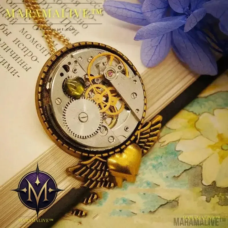 Hollow Steampunk Vintage Necklace Brooch Dual Purpose
