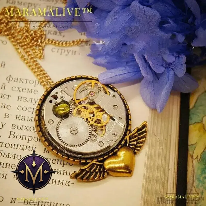 Hollow Steampunk Vintage Necklace Brooch Dual Purpose