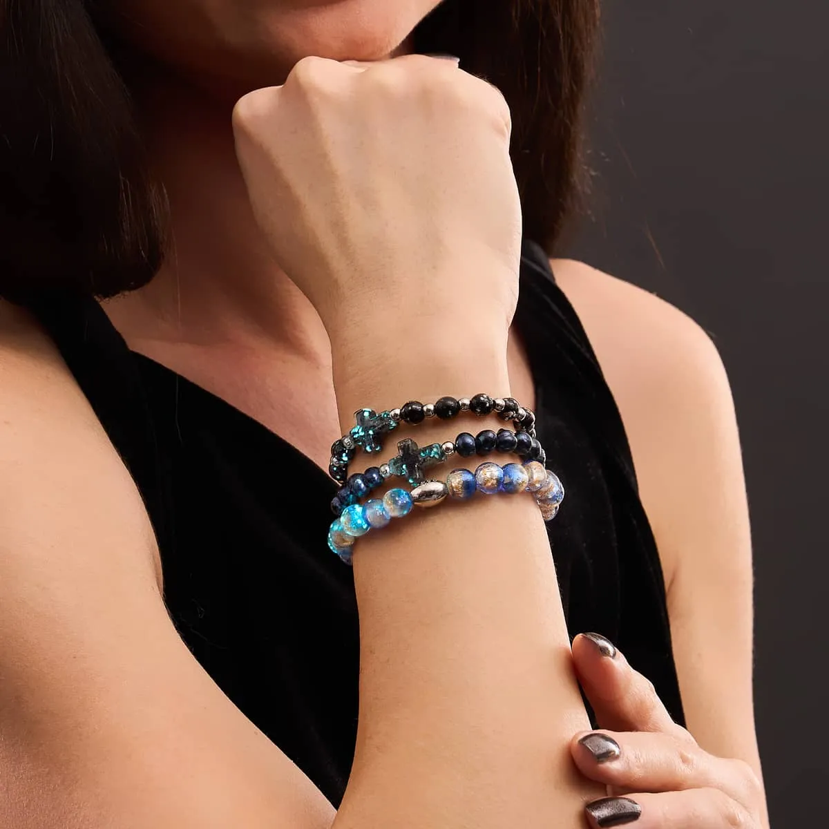 Indigo Horizon | .925 Sterling Silver | Lunar Glass Bracelet