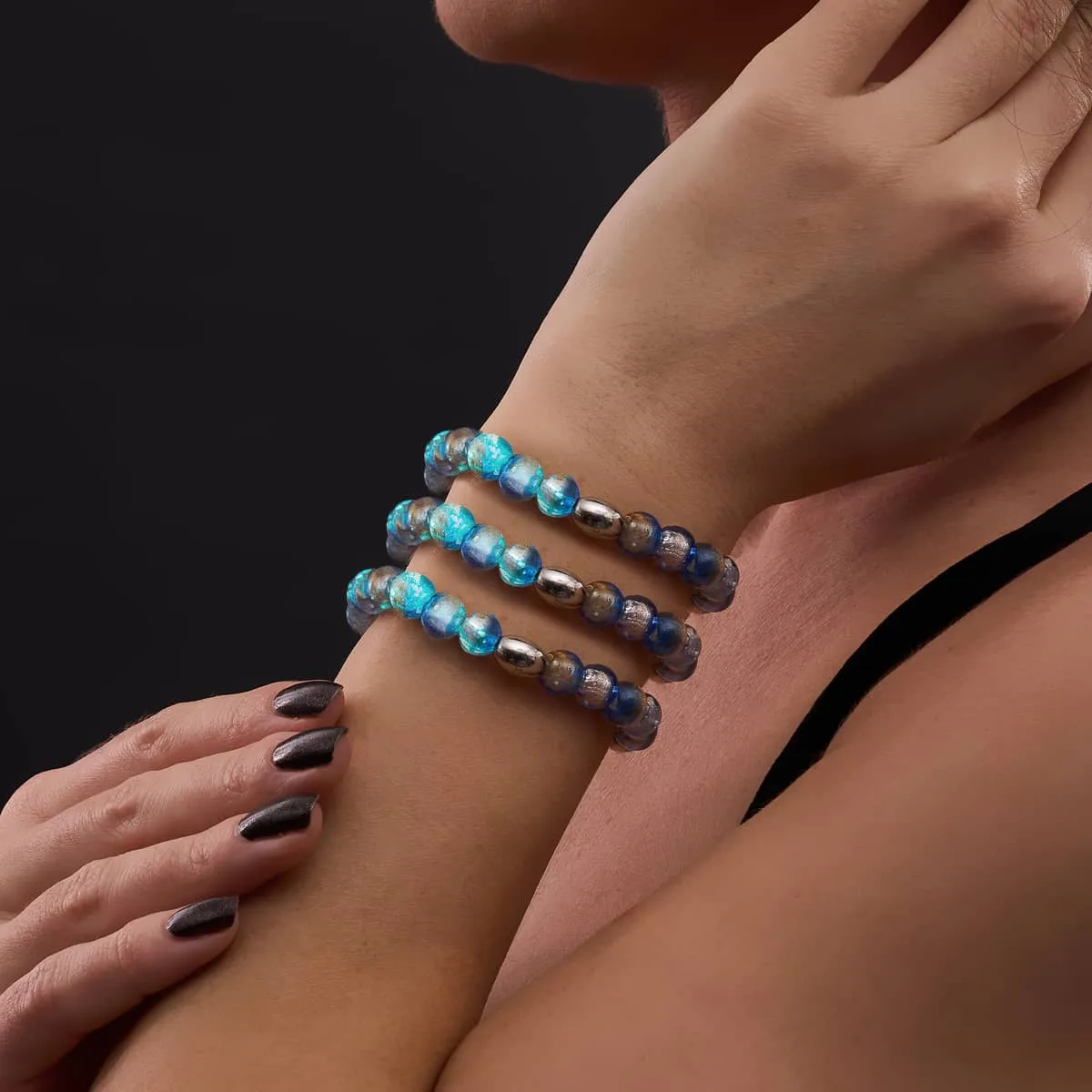 Indigo Horizon | .925 Sterling Silver | Lunar Glass Bracelet