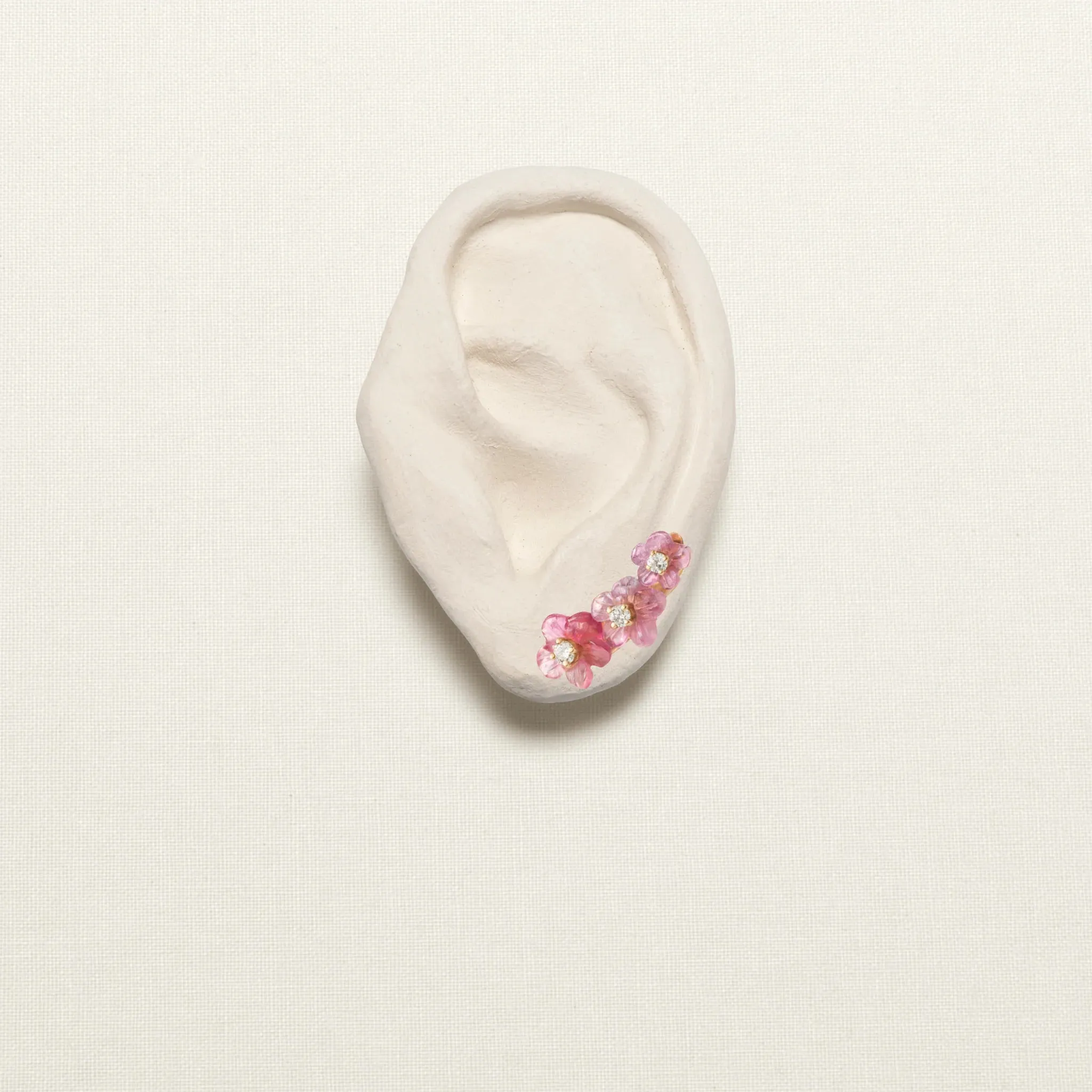 Island Flower Garden Ear Climber Pink Tourmaline