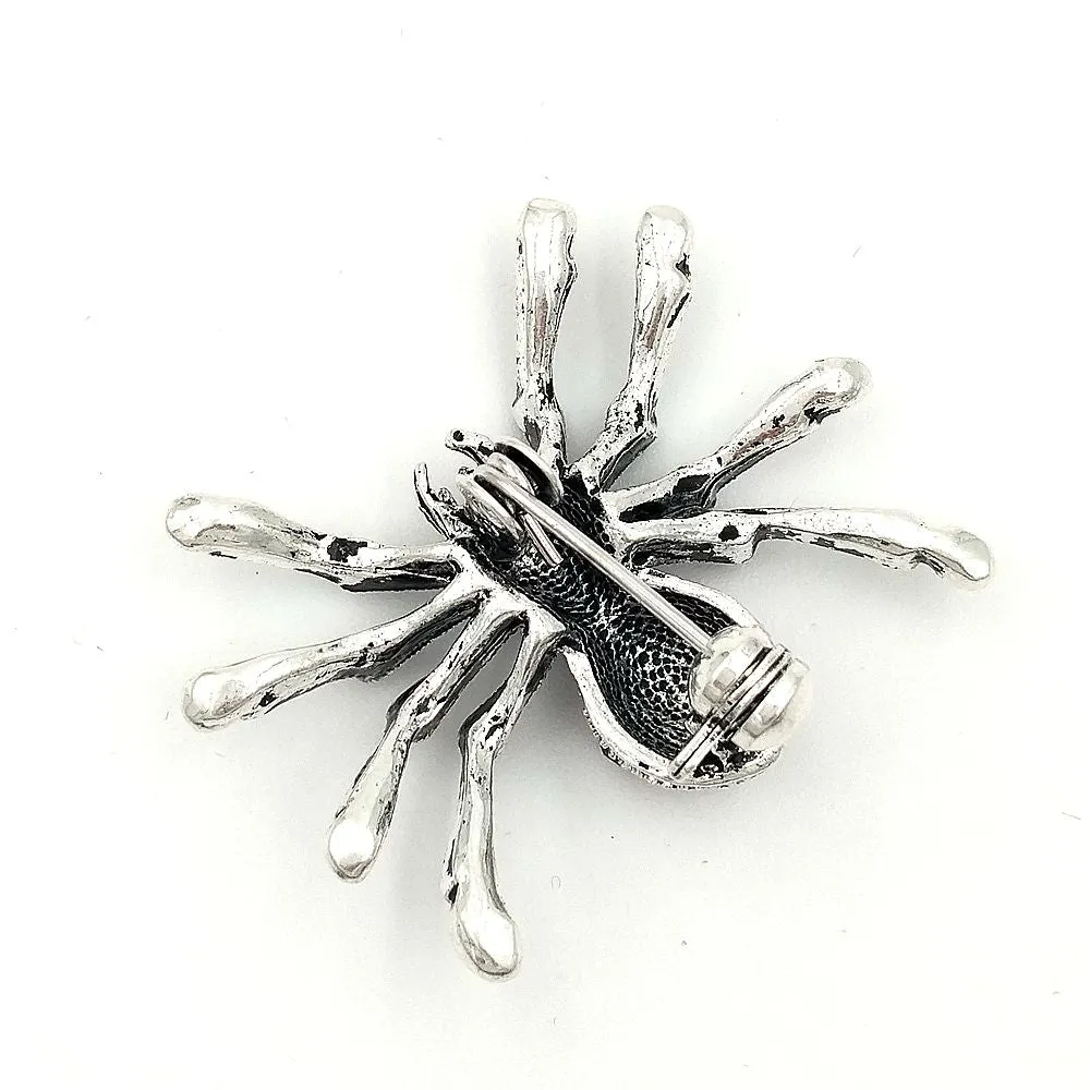 Jewelblings Punk Vintage 2 PCS Small 8- Legged Black Crystal Spider Brooches with Red Stone Halloween Pins for Unisex CostumeGift  Jewelry