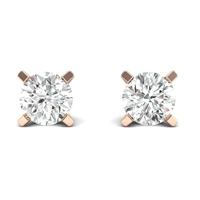 JewelMore 0.10-0.33 Carat Total Weight Round Natural Diamond Stud Earrings for Women in 14K White, Yellow, or Rose Gold with Push Backs (1/3cttw and up IGL Certified) - (G-H-IColor, I1-I2 Clarity)