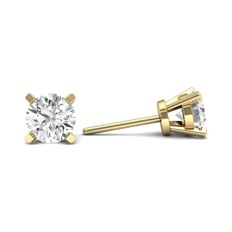 JewelMore 0.10-0.33 Carat Total Weight Round Natural Diamond Stud Earrings for Women in 14K White, Yellow, or Rose Gold with Push Backs (1/3cttw and up IGL Certified) - (G-H-IColor, I1-I2 Clarity)