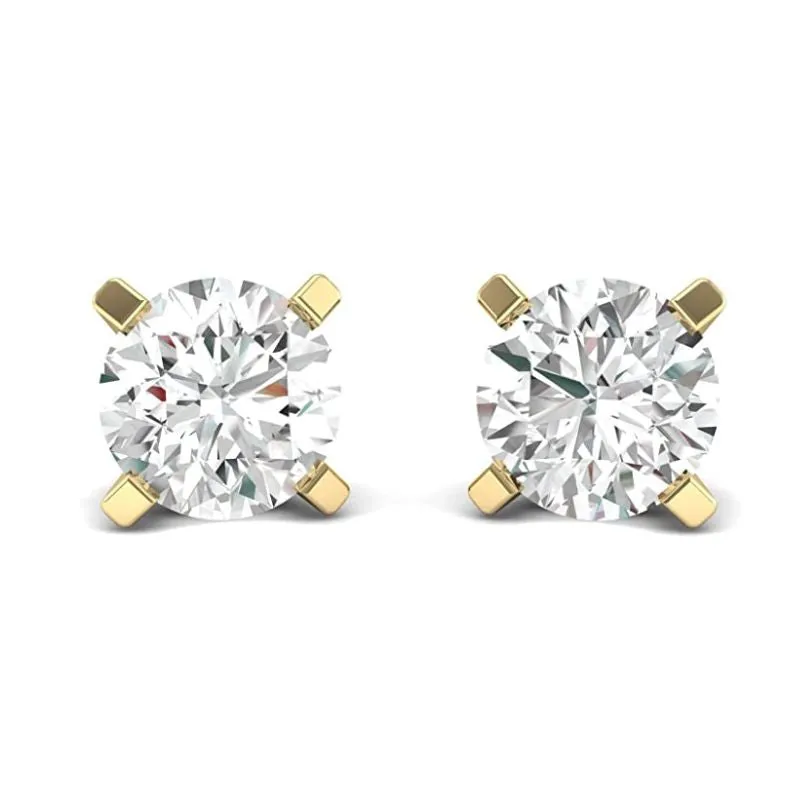JewelMore 0.10-0.33 Carat Total Weight Round Natural Diamond Stud Earrings for Women in 14K White, Yellow, or Rose Gold with Push Backs (1/3cttw and up IGL Certified) - (G-H-IColor, I1-I2 Clarity)