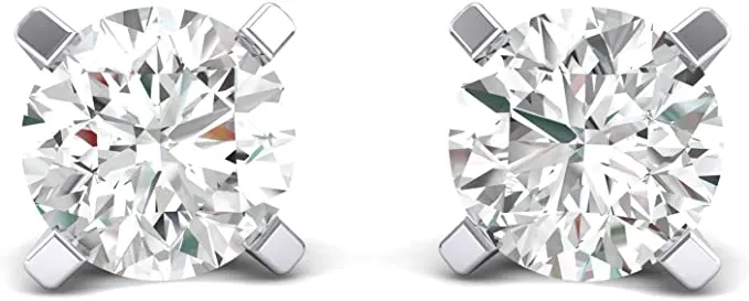 JewelMore 0.10-0.33 Carat Total Weight Round Natural Diamond Stud Earrings for Women in 14K White, Yellow, or Rose Gold with Push Backs (1/3cttw and up IGL Certified) - (G-H-IColor, I1-I2 Clarity)