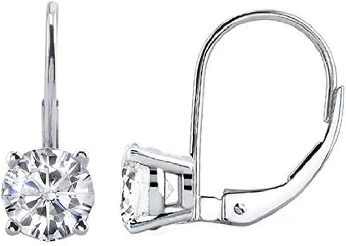 Jewelmore 0.40 Carat to 1 Carat Diamond Leverback Drop Earrings in 14K Gold - Certified