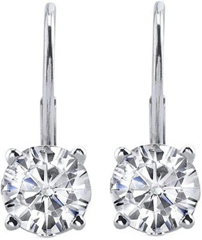 Jewelmore 0.40 Carat to 1 Carat Diamond Leverback Drop Earrings in 14K Gold - Certified