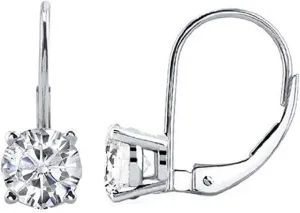 Jewelmore 0.40 Carat to 1 Carat Diamond Leverback Drop Earrings in 14K Gold - Certified
